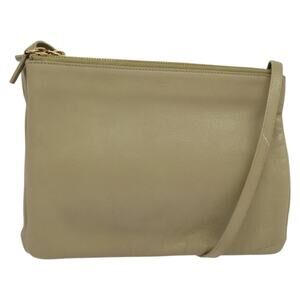 CELINE Trio Shoulder Bag Leather Beige Gold